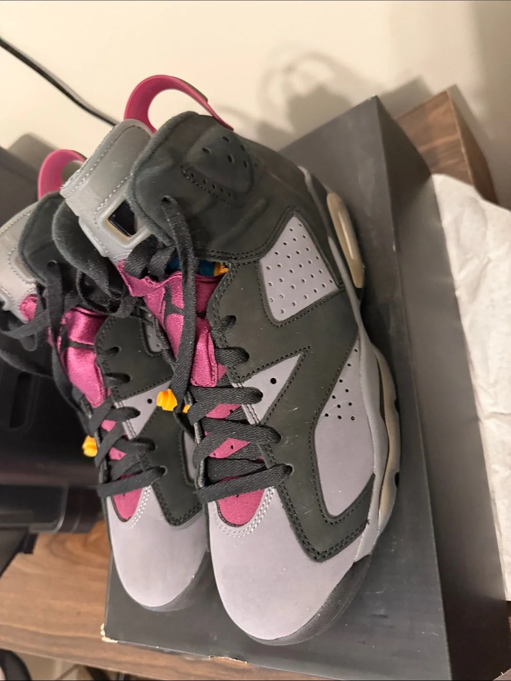 Jordan Men's High-Top Sneakers in Gray, Pink and Black